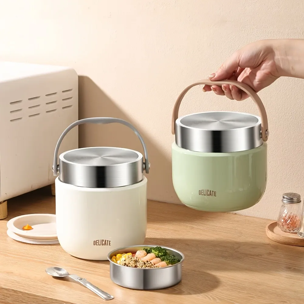 304 Stainless Steel Vacuum Insulated Lunch Box with Leak-Proof Lid – Portable Thermal Food Jar, 6-12H Heat Retention, Perfect for Office, School, Travel & Hot — image 4