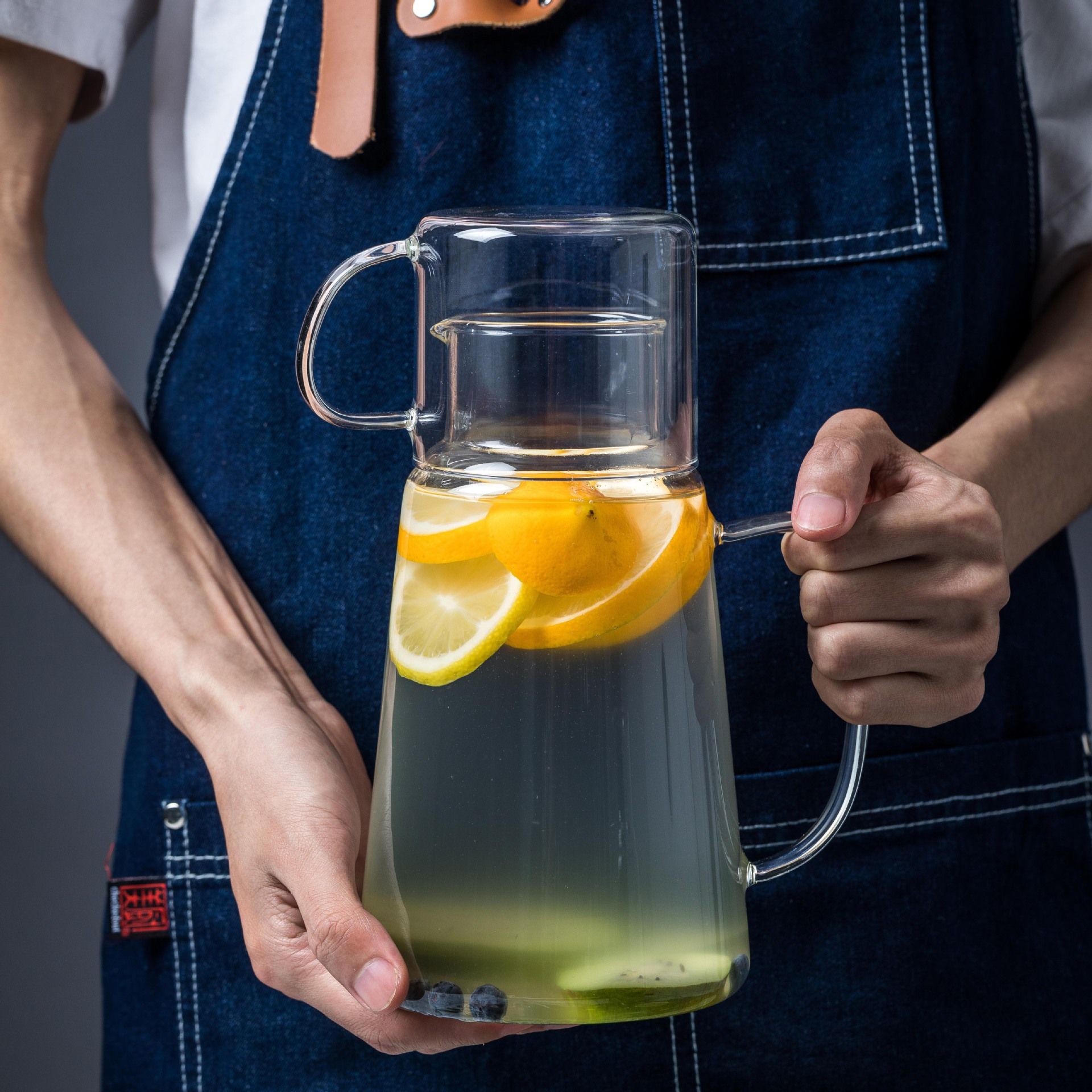 Glass Pitcher with Lid – Multifunctional Bedside Water Carafe and Glass Set - Premium 1.3L Glass Water Carafe with Handle — image 3