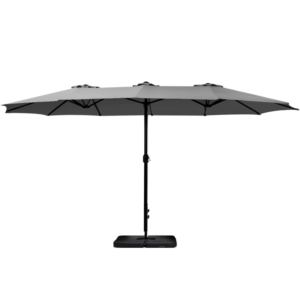 Instahut 4.57m Outdoor Umbrella w/Base Stand Beach Pole Garden Tilt Charcoal โ image 3