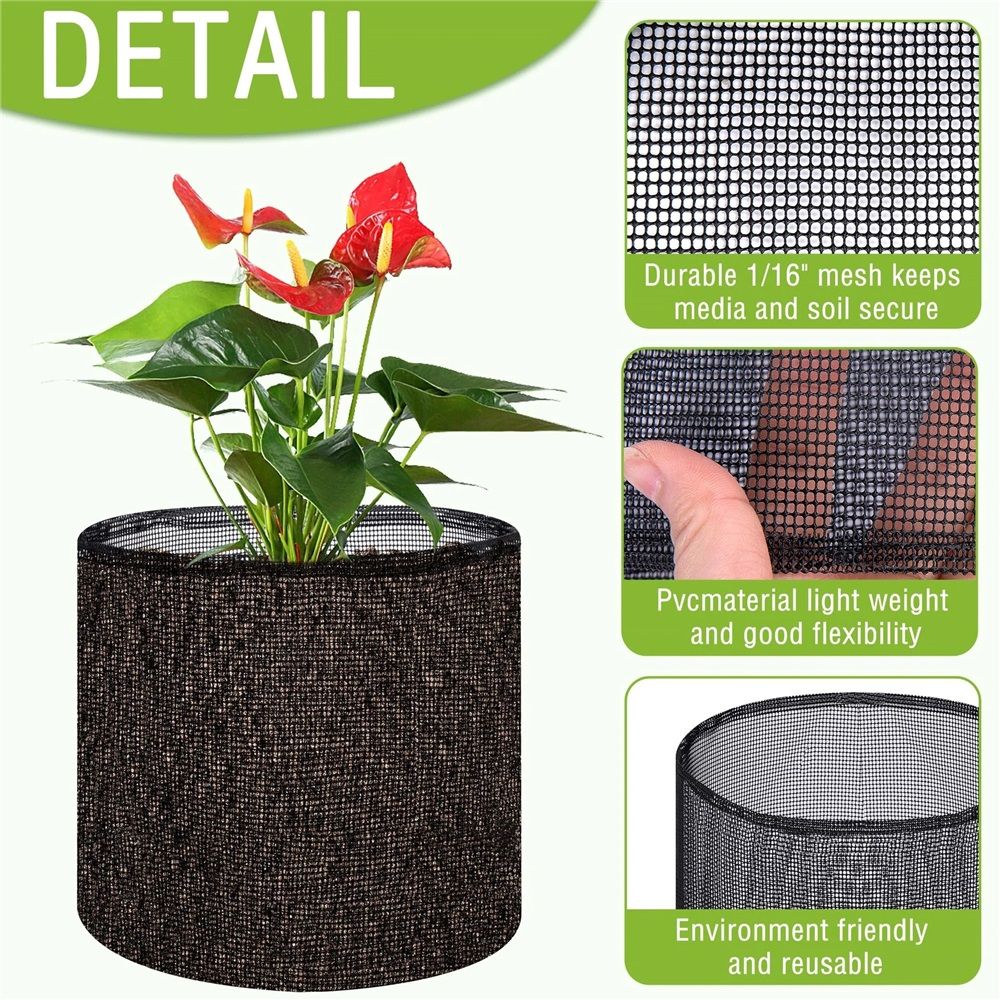 8 Pcs Aquatic Pond Planting Bags-7.1" H x 7.2" Dia Reusable Mesh Water Garden Pond Plant Pot-Breathable Black Round Lily Plant Pots for Pond Bog — image 2