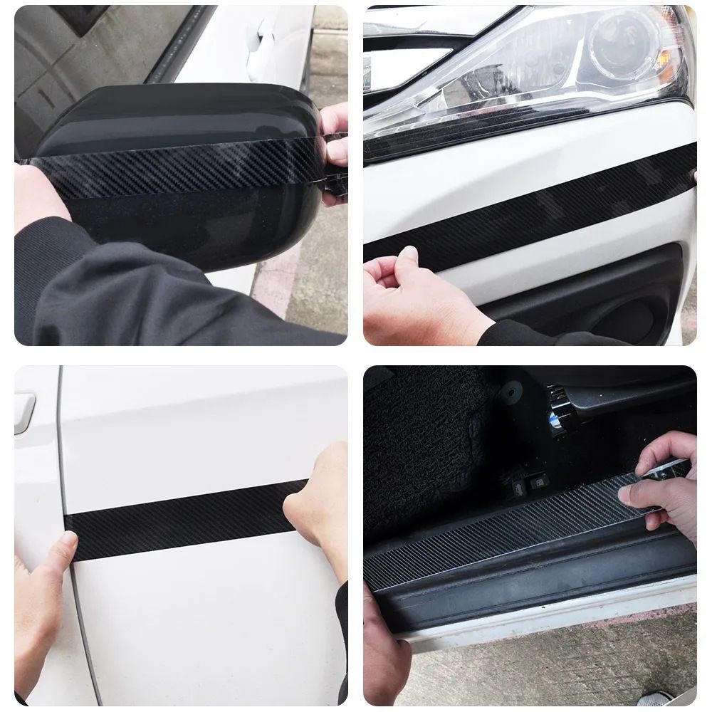 Car Door Protection Strip Wu dayi Carbon Fiber 3x3m Thickened transparent sticker [tph] three layers 3cm width* 3m length — image 5