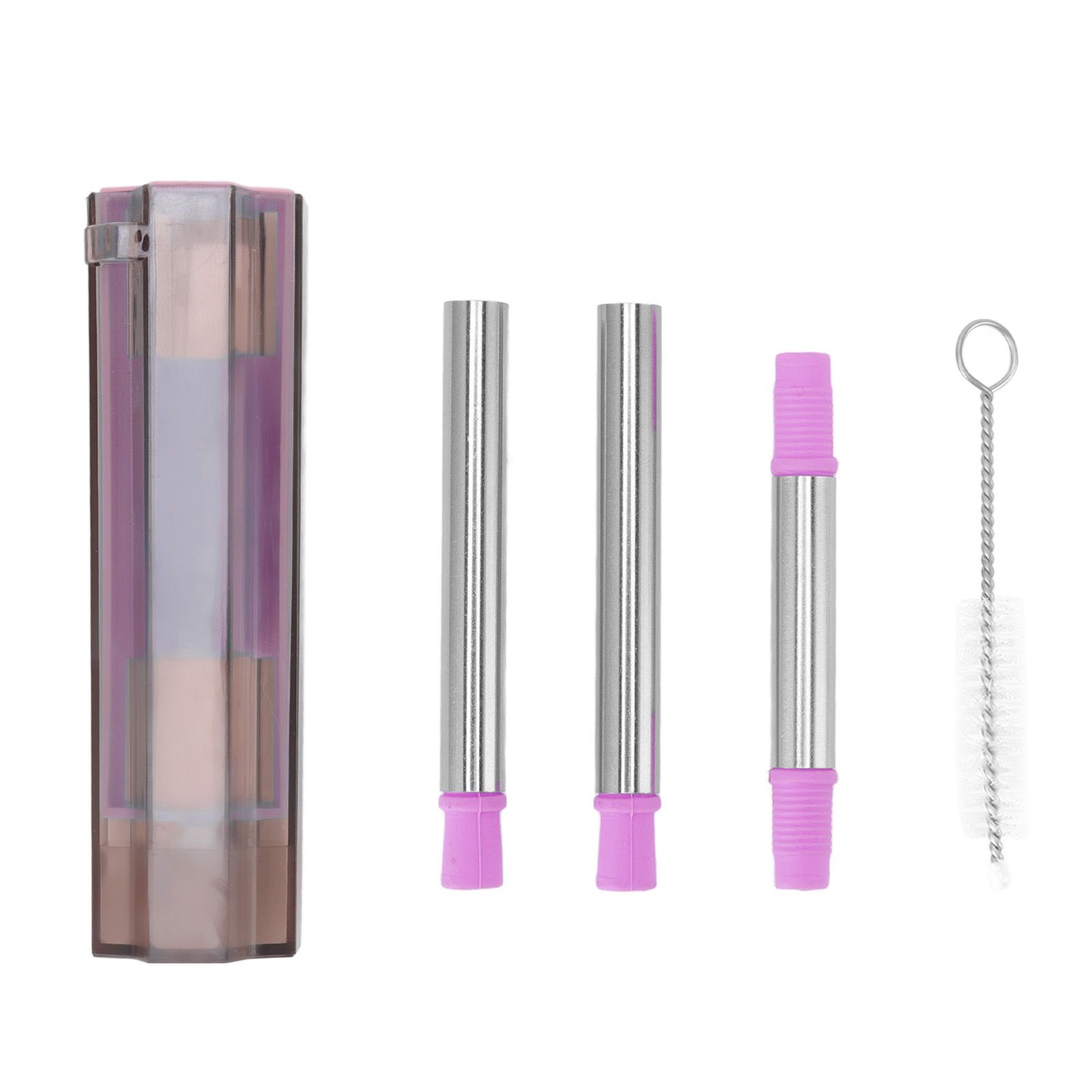 Collapsible Straw Stainless Steel Portable Easy to Clean Foldable Straw with Cleaning Brush for Home Office Outdoor Purple โ image 4