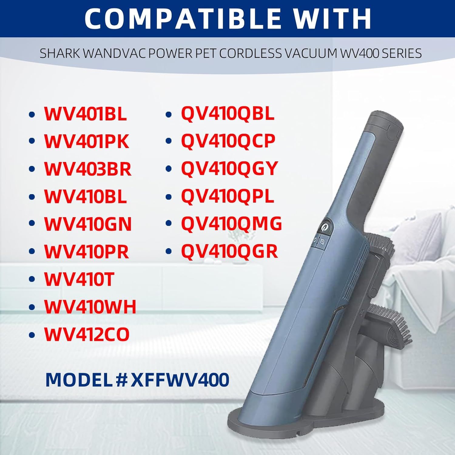 Replacement Vacuum Filters Compatible with Shark WANDVAC Cordless Hand Vacuum WV401 WV410CO WV401BL WV401PK WV403BR WV410PR WV410BL WV410GN WV410TL - Fabric — image 3