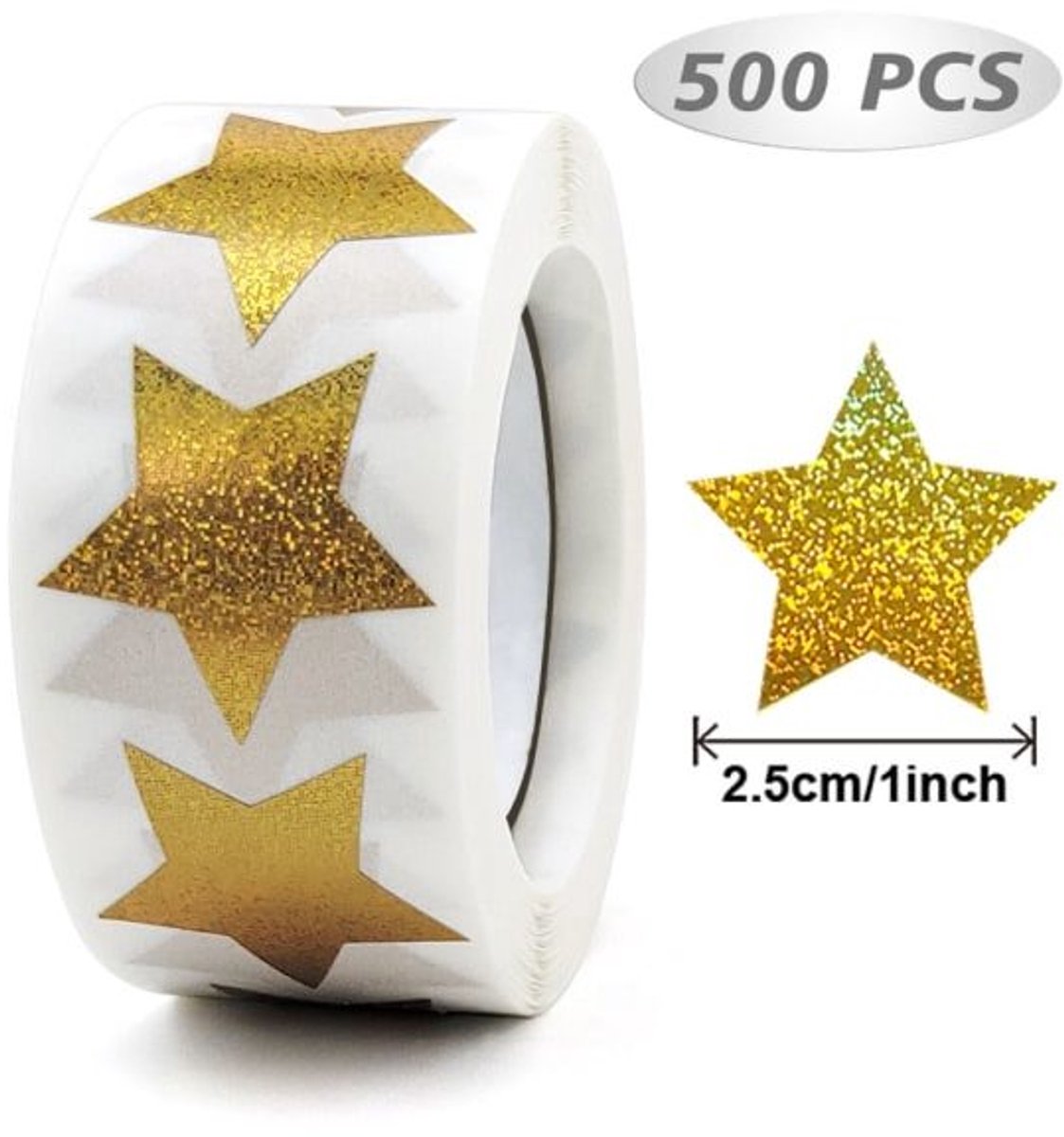 Stickers - 500 sheets - Sealing stickers - Gift stickers - Children's stickers - Stickers for adults - Reward stickers for children - 1 roll - Star stickers