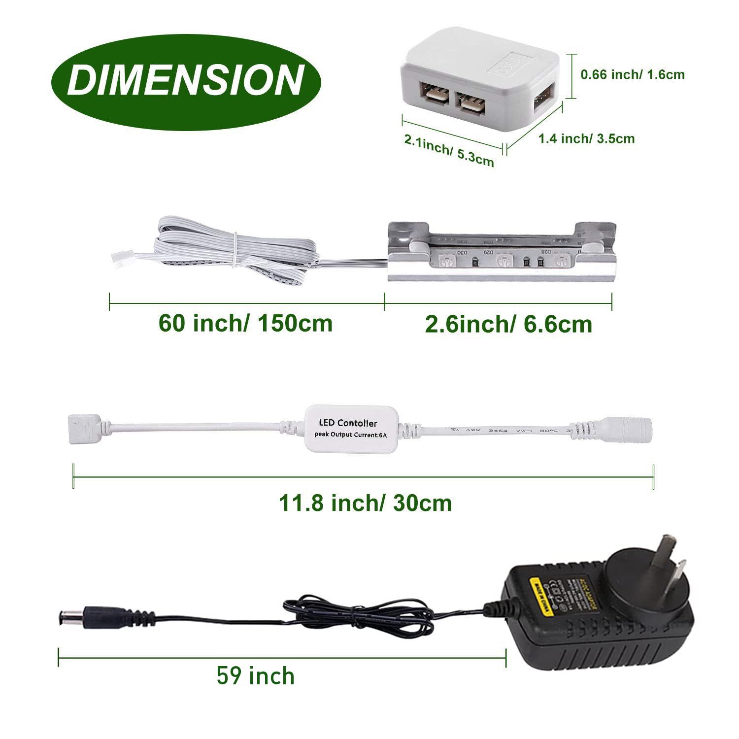LED Under Cabinet Night Lights Kit for Glass Edge Shelf Back Side Lighting Using Flexible Cable and Clip with RF Remote(4 lights, RGB) โ image 6