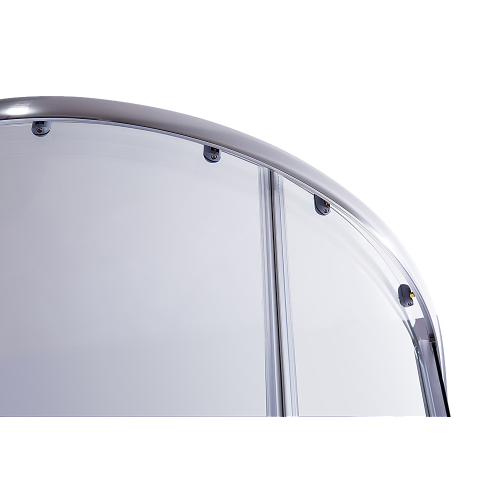 100 x 100cm Chrome Rounded Sliding 6mm Curved Shower Screen with Black Base โ image 5