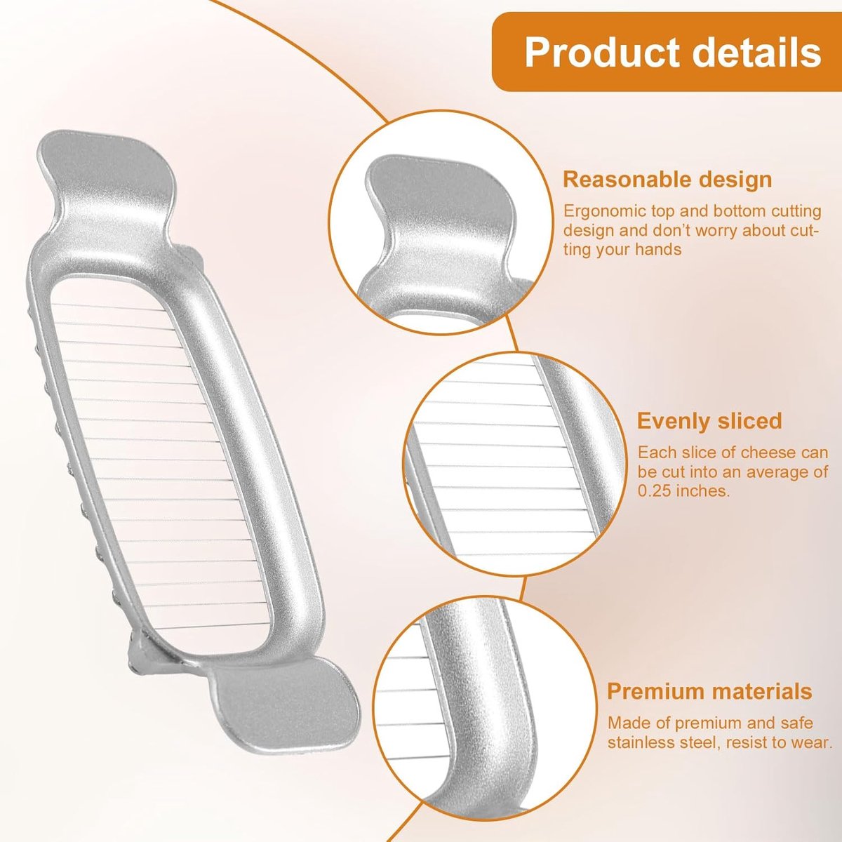 Butter and cheese slicer - 304 stainless steel, multifunctional kitchen tool for cutting butter - Cheese and fruit — image 4