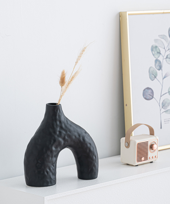 Minimalist Ceramic Vase Set (2-Piece): Modern Home Decor for Flower Arrangements (Black) | White Version Available In-Store — image 3