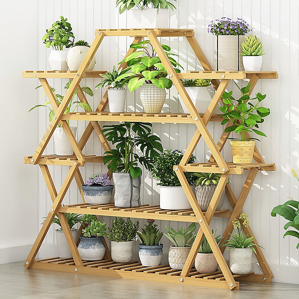 Bamboo Multilayer Flower Plant Bonsai Rack Shelf Stand Porch Lawn Patio — image 2