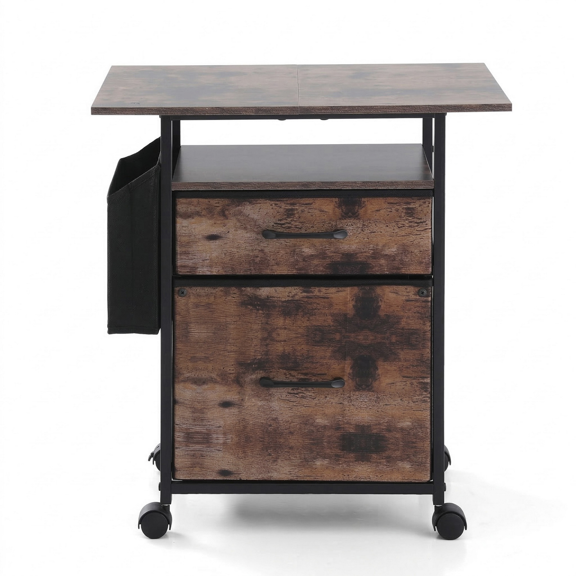 Artiss 2 Fabric Drawer File Cabinet Printer Stand Rolling File Cabinet with Side Bag — image 4