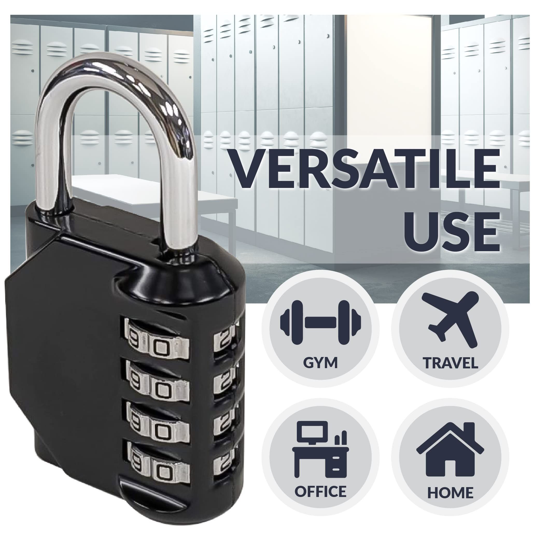 Hardware Improved 4-Digit Combination Lock | Outdoor Waterproof Padlock for School, Gym Locker, 4-Digit Lock Combo | Black โ image 3