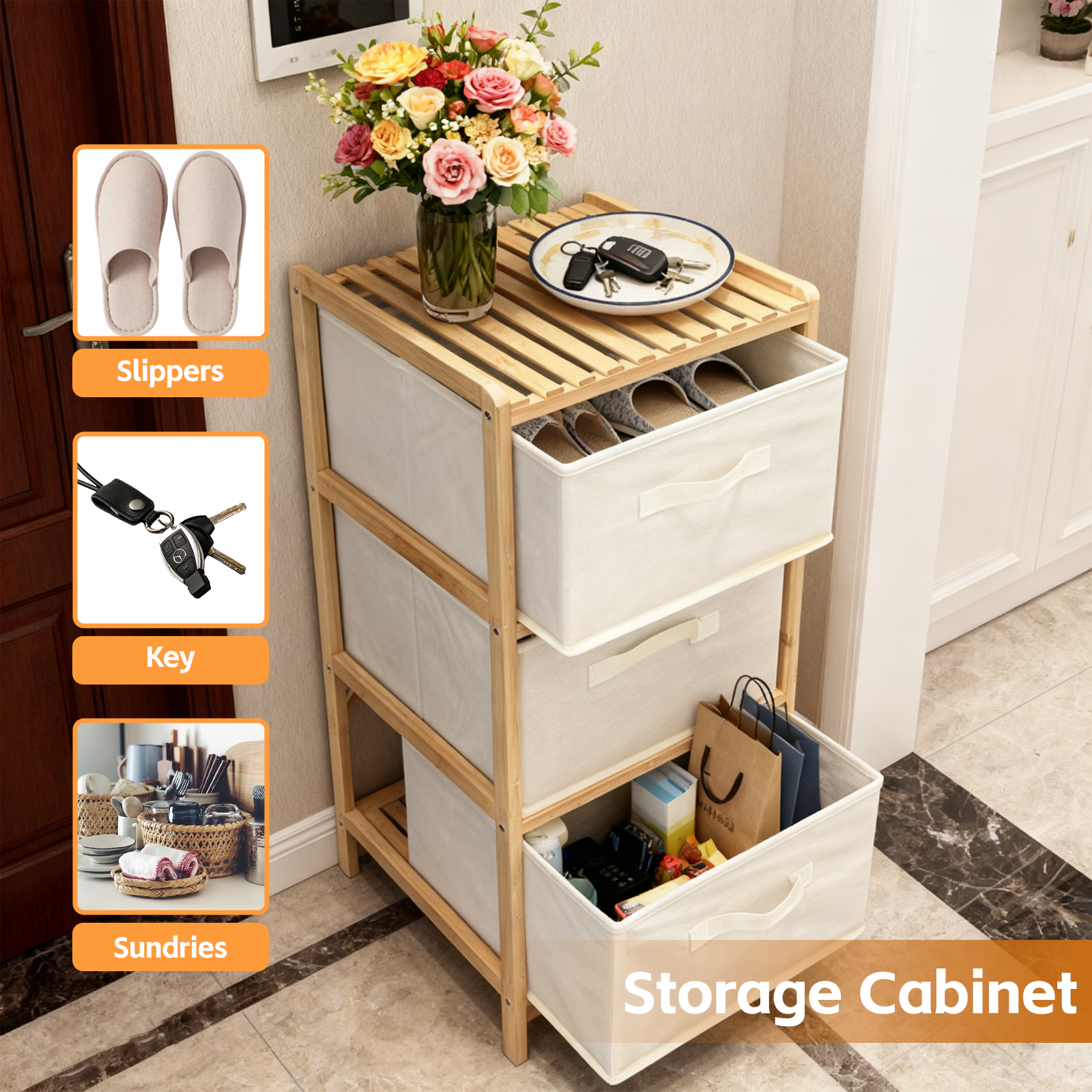 3 Drawer Bammboo Storage Chest — image 5