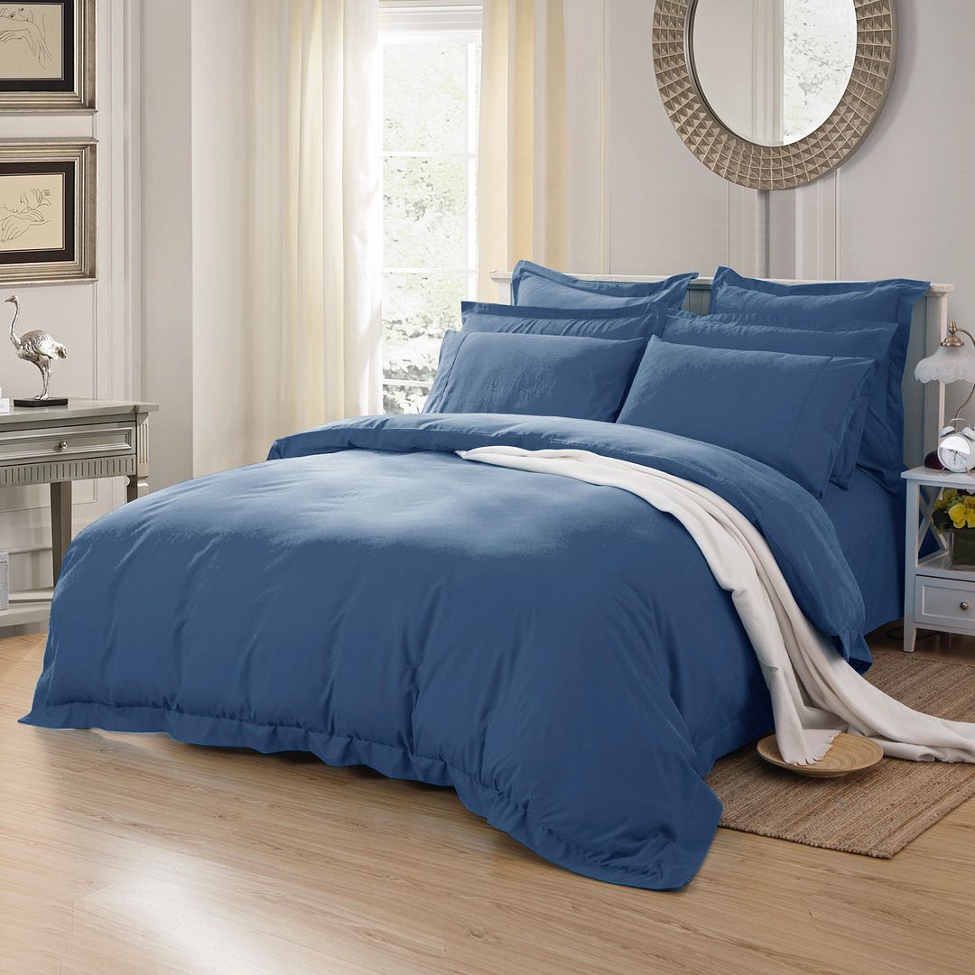 1000TC Tailored Super King Size Quilt/Duvet Cover Set - Greyish Blue โ image 2