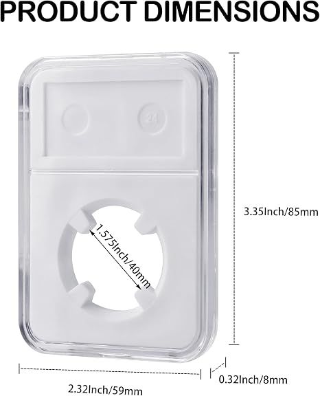 10 Packs 40mm Coin Slab Display Holder, Storage Case for American Silver Eagle 1 oz Coin, Clear Acrylic Cases for Coin Organize and Collection — image 2
