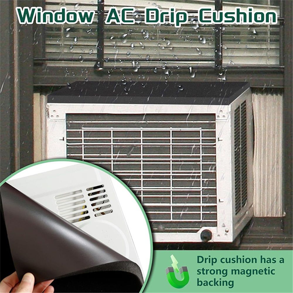 12" x 17" x 3/4" Air Conditioner Drip Cushion Black & Removable AC Rain Cover with Magnetic Pad for Window AC Units,Stops The Noise from Raining 2pcs — image 4