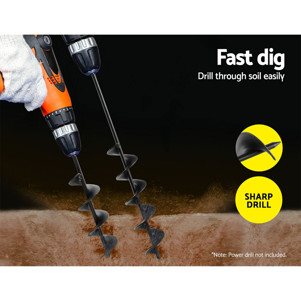 Giantz Power Garden Spiral Auger Hole Digger Earth Drill Bit Φ75x300 & 600mm — image 3