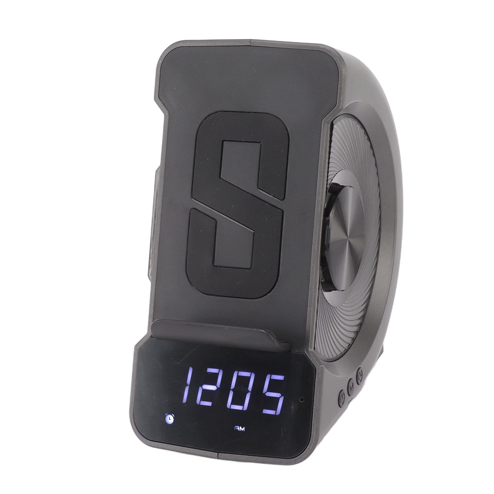 3 in 1 Bluetooth Speaker PC ABS Alarm Clock with Wireless Charging for Bedside 10W Grey — image 2