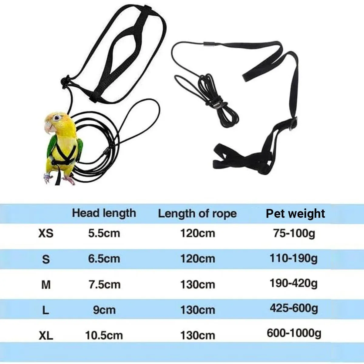 S Pet Parrot Bird Harness Lead Leash Flying Training Rope Cockatiel Outdoor - Green โ image 4