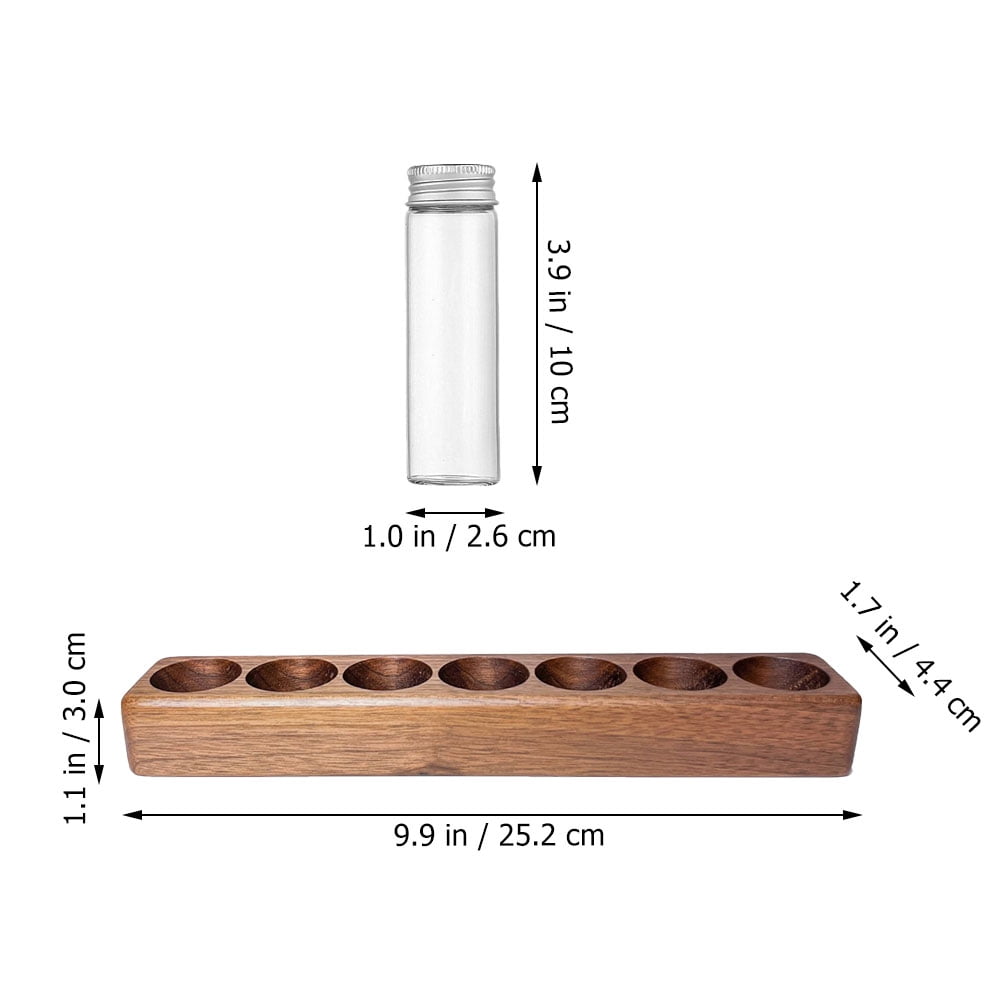 Worgeous Coffee Bean Tube Dispenser with Wood Rack for Home Use Clear Glass Bottles and Sealed Storage 7 Tubes โ image 2
