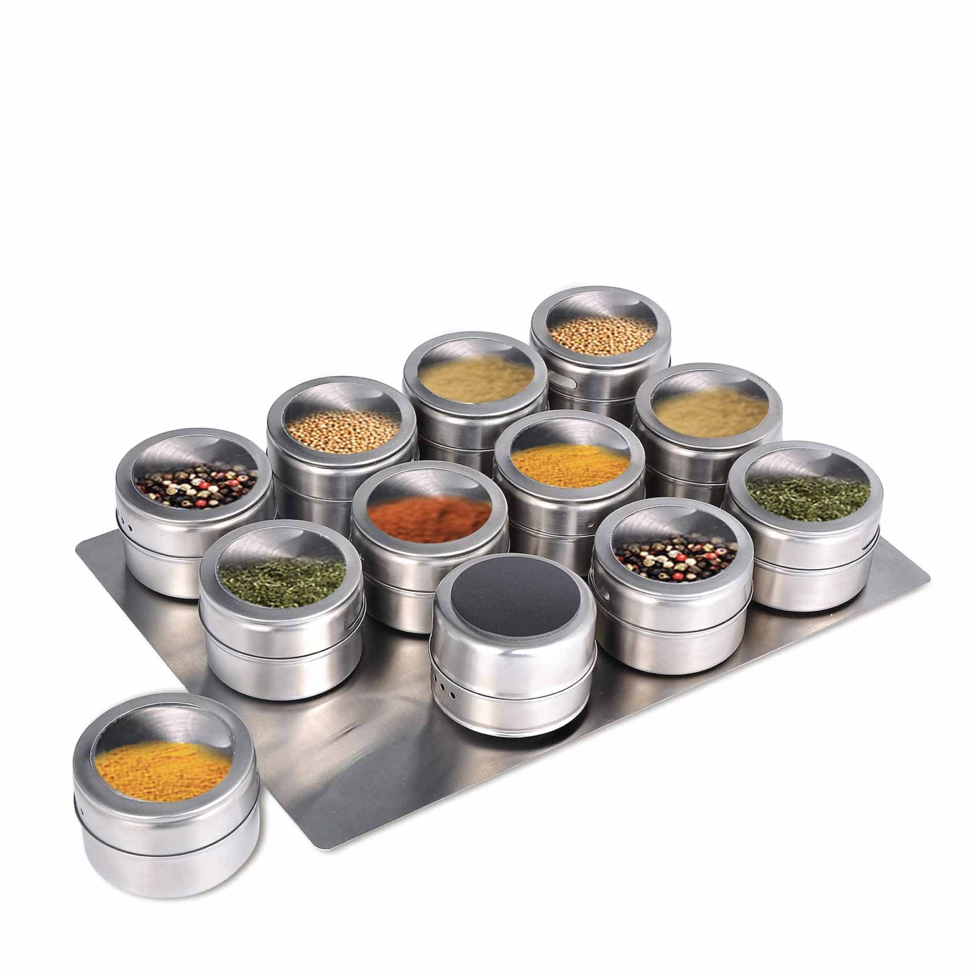 12 Magnetic Spice Jar Tins and Steel Plate - 150g Seasoning Storage Containers โ image 4