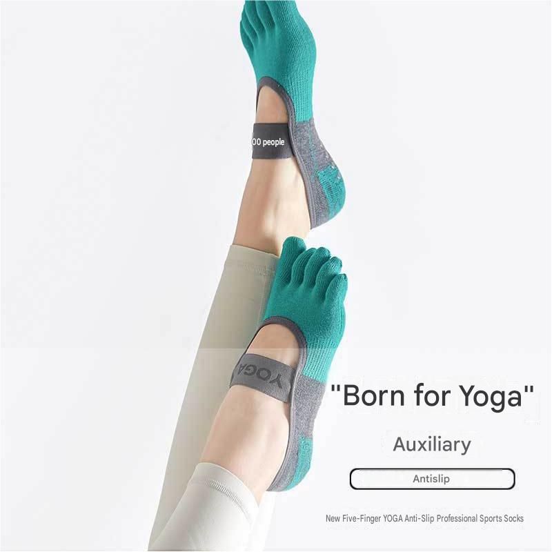 Purple Non-Slip Five Toe Yoga Socks - Cotton Blend with PVC Grip Dots, Breathable & Secure Fit for Pilates, Dance, and Indoor Fitness Training — image 5
