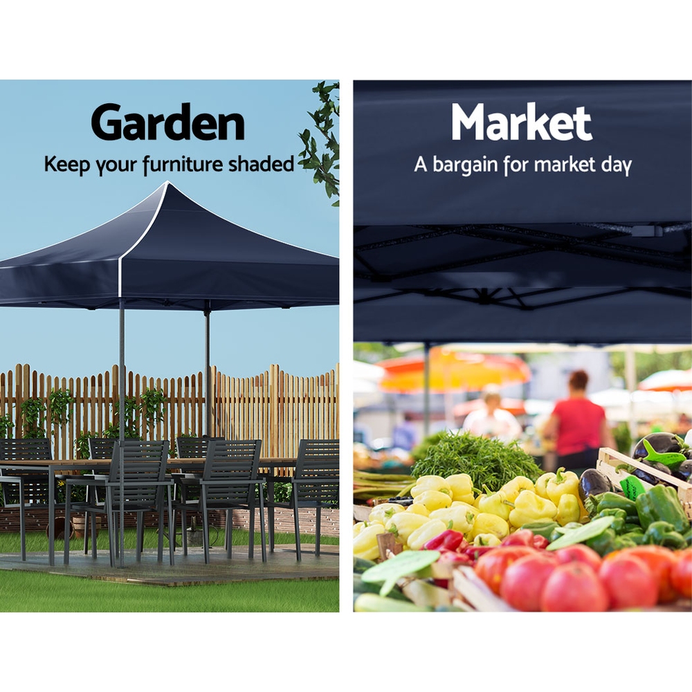 Instahut Gazebo Pop Up Marquee 3x3m Folding Tent Wedding Outdoor Camping Canopy Gazebos Shade Navy โ image 4