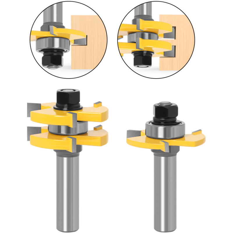 8mm Shank T-Slot Milling Cutter Set, 2Pcs 3-Flute Woodworking Tools โ image 5