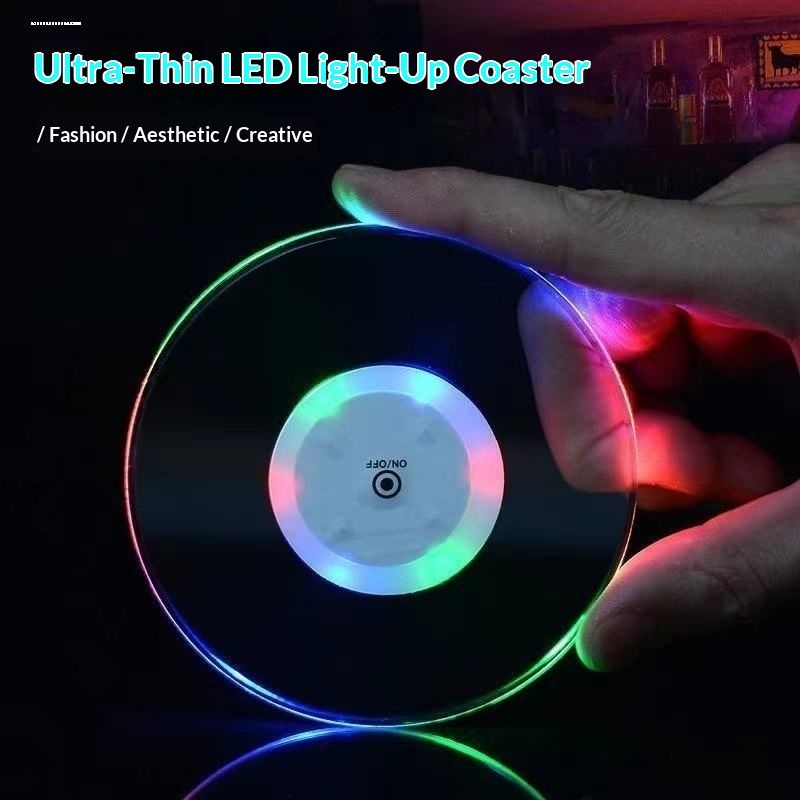 6 PCS LED Drink Coasters, Ultra-Thin Acrylic Non-Slip Waterproof Transparent LED Cocktail Coasters for Club Bar Wedding Party Decor (Color) β image 5