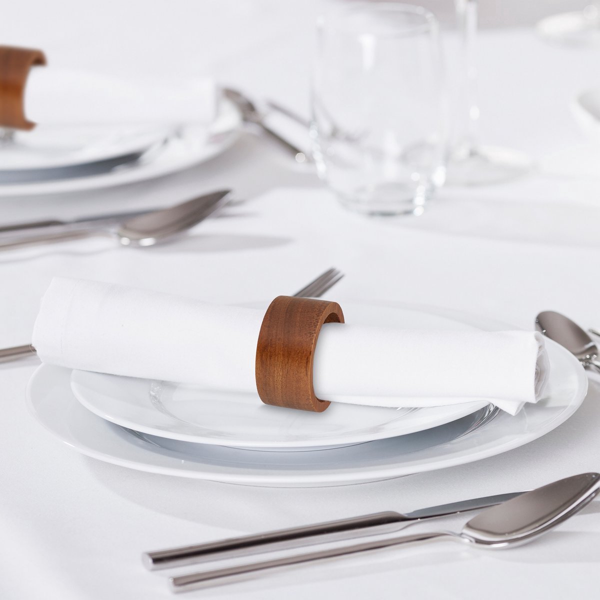 Handmade Round Wooden Napkin Rings - Set of 12 - 2.5 x 5 cm - Wooden Napkin Ring - For Paper and Cloth Napkins - Napkin Ring for Table Decoration — image 3