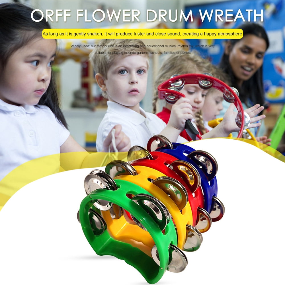 4pcs Hand Tambourine Drum Bell Metal Jingles Percussion Kids Musical Game Toys One Size Multicolor โ image 4
