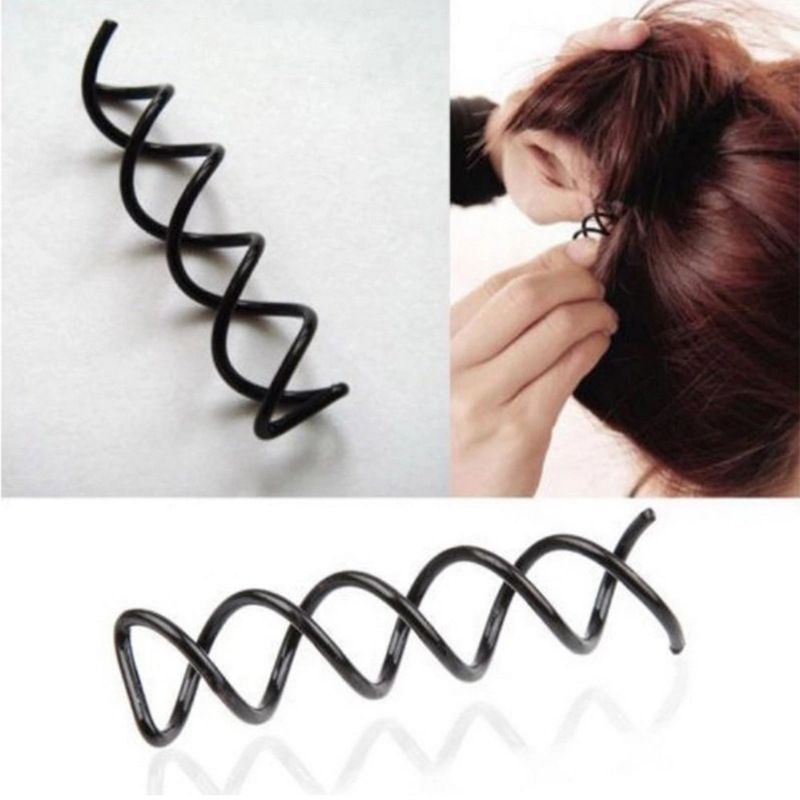 12PC Spiral Hair Pins, Twist Hair Pins Spin Pins Non-Scratch Round Clip for Women Hair Style DIY (Black) — image 2
