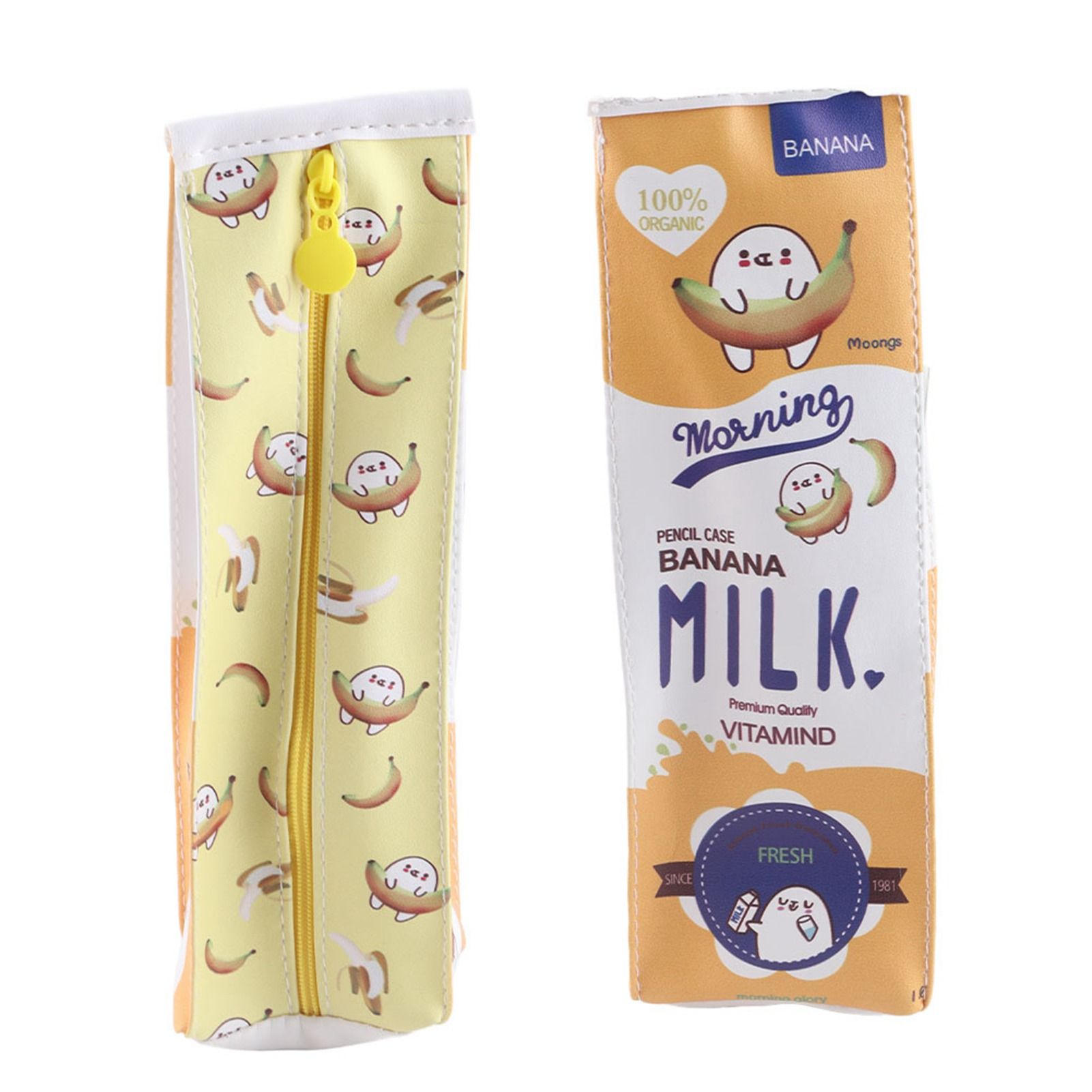 3Colors Cartoon Milk Stationery Bag Waterproof PU Large Capacity Pencil Case Storage Bag β image 5