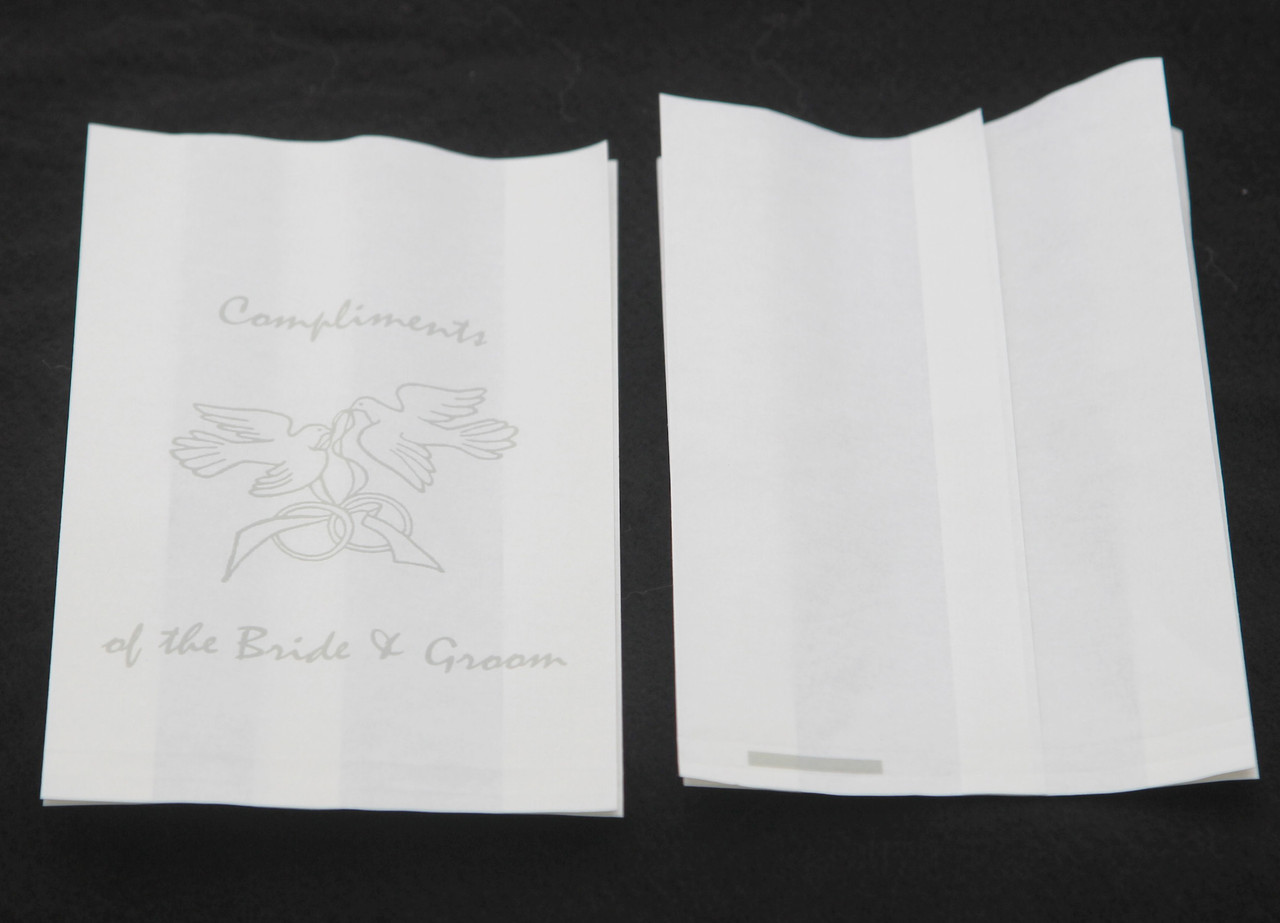50 Pack Wedding Cake Bags Greaseproof Wax Paper Slice Take Home Favour Silver Doves — image 5