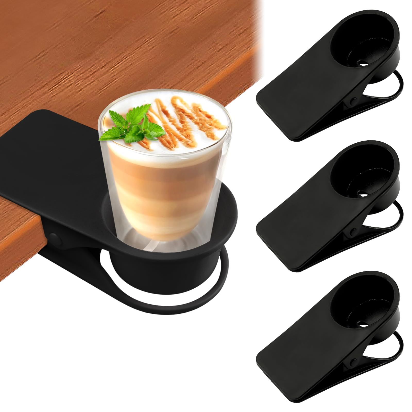 3PCS Drinking Cup Holder Clip, Chair Desk Bottle Cup Stand DIY Glass Clamp Storage Saucer Clip for Potted Plant Beverage Soda Coffee Mug Holder Clip for Home &