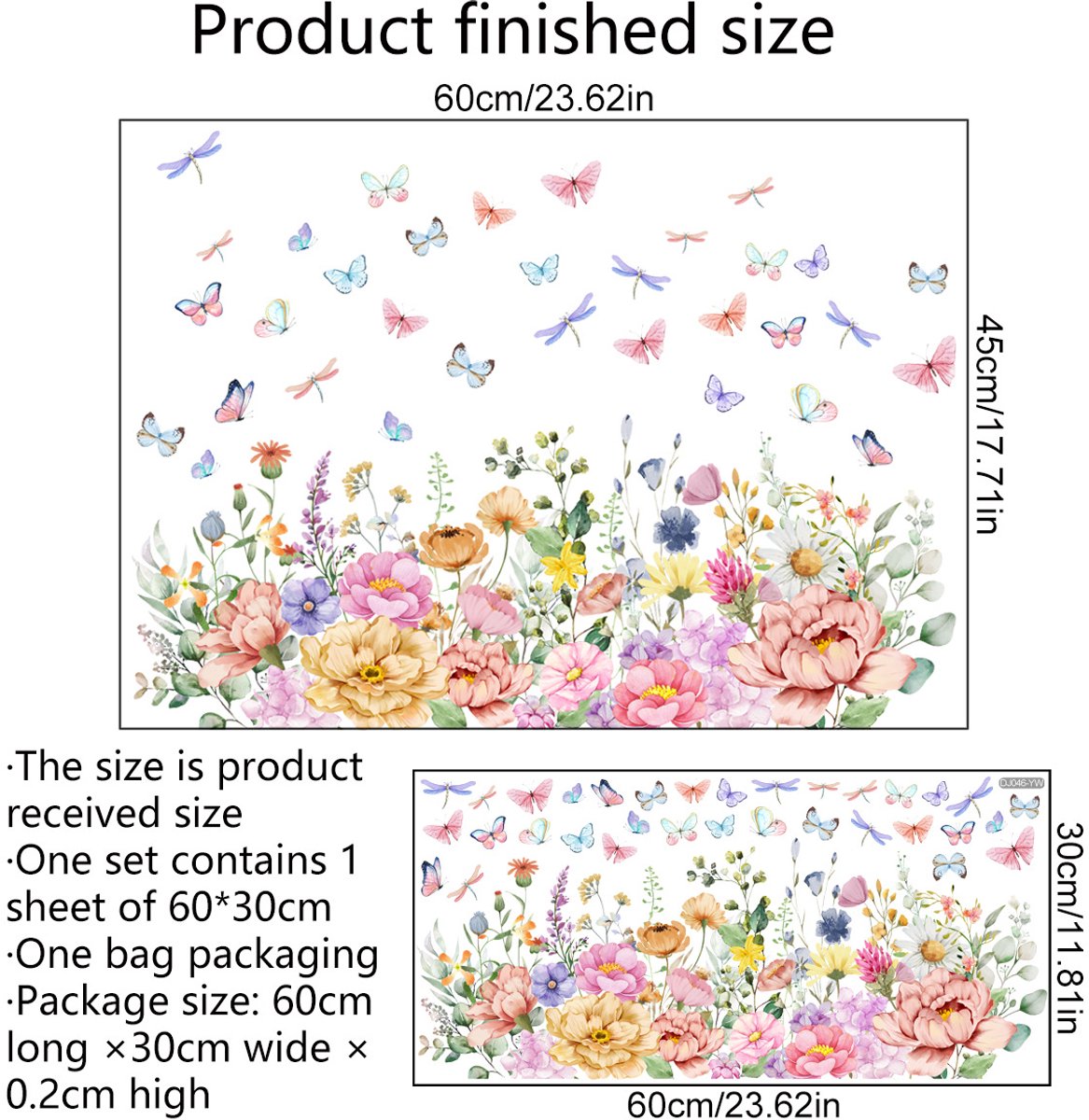 Static window sticker - Wall decoration - 30 × 60cm - flower plant - PVC - C — image 2