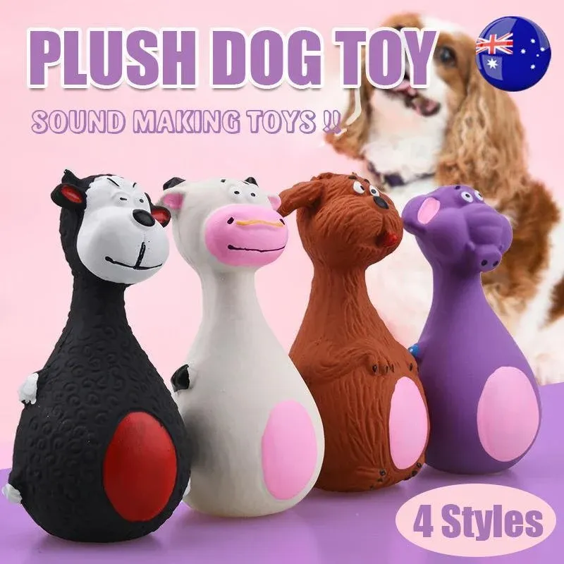 Latex Squeaky Dog Toys Puppy Pet Chew Toys Squeaker Soft and Interactive - Purple — image 2