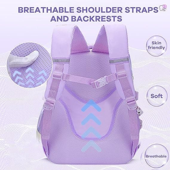 15.6 Inch Cute Kawaii Kids Backpack for Girls with Compartments, Elementary School & Teenage Girls School Bag, Purple โ image 5