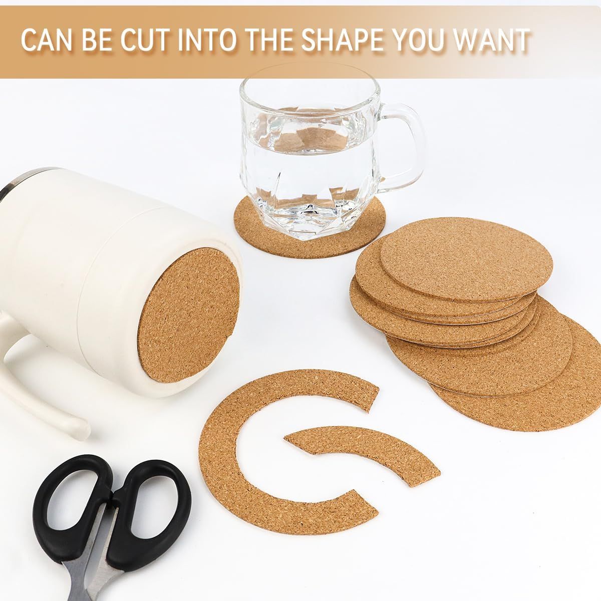 10 Pack Round Self Adhesive Cork Coasters, Natural Cork Pads for Drinks, Furniture Protection, DIY Crafts and Home Decor, 10.2 cm โ image 5