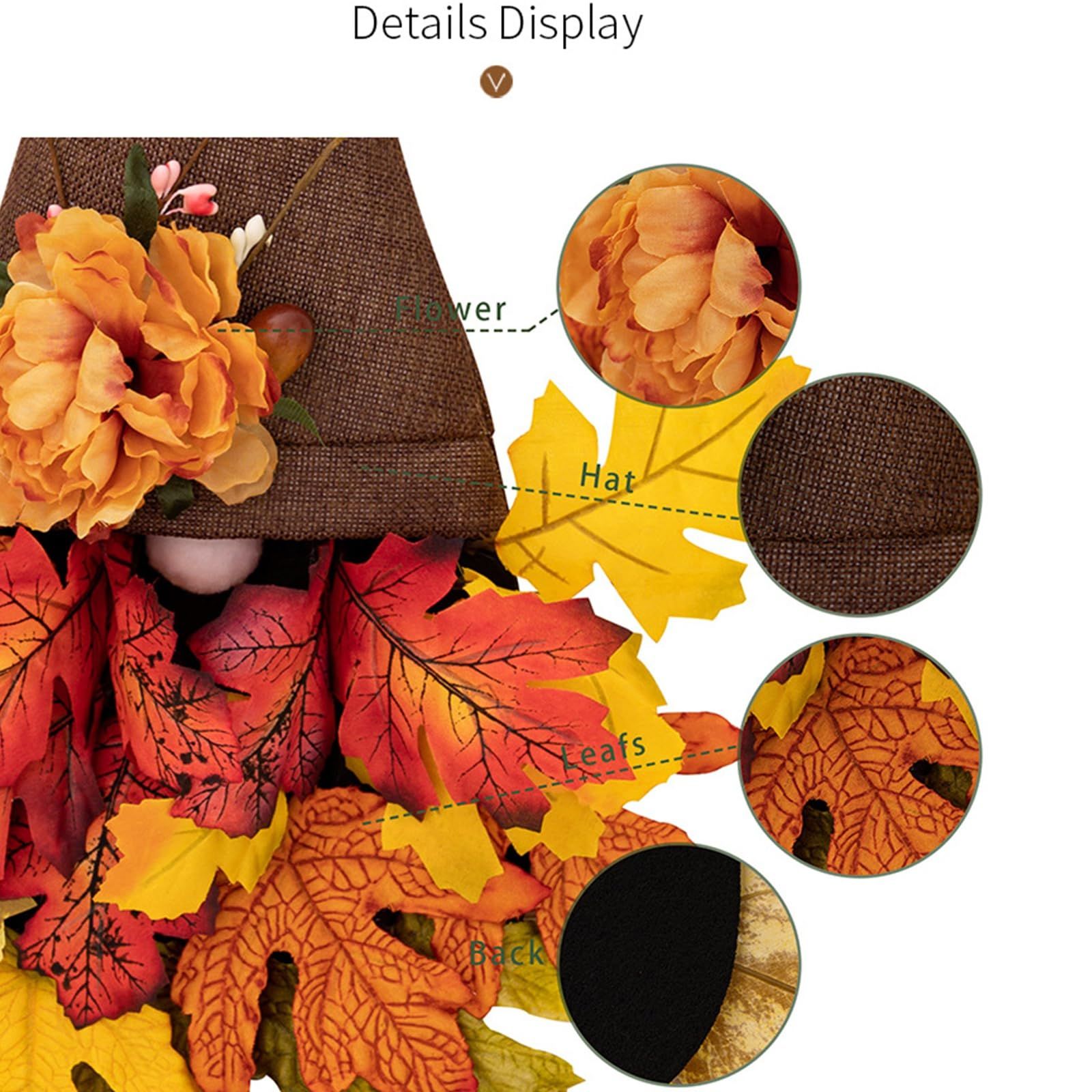 Autumn Maple Leaf Harvest Decoration, Indoor and Outdoor Autumn Signs Thanksgiving Flower Wreath Autumn Decoration — image 5