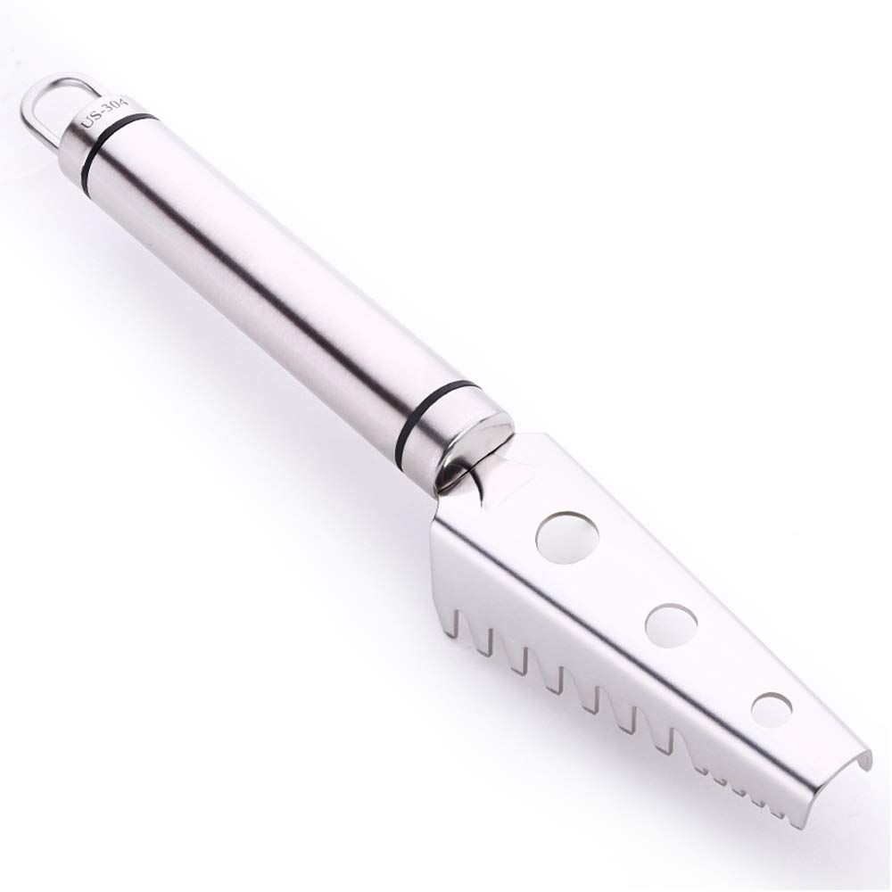 Fish Scale Remover, Fish Scales Scraper with 304 Stainless Steel Sawtooth for Fast Scales Peeling, Silver