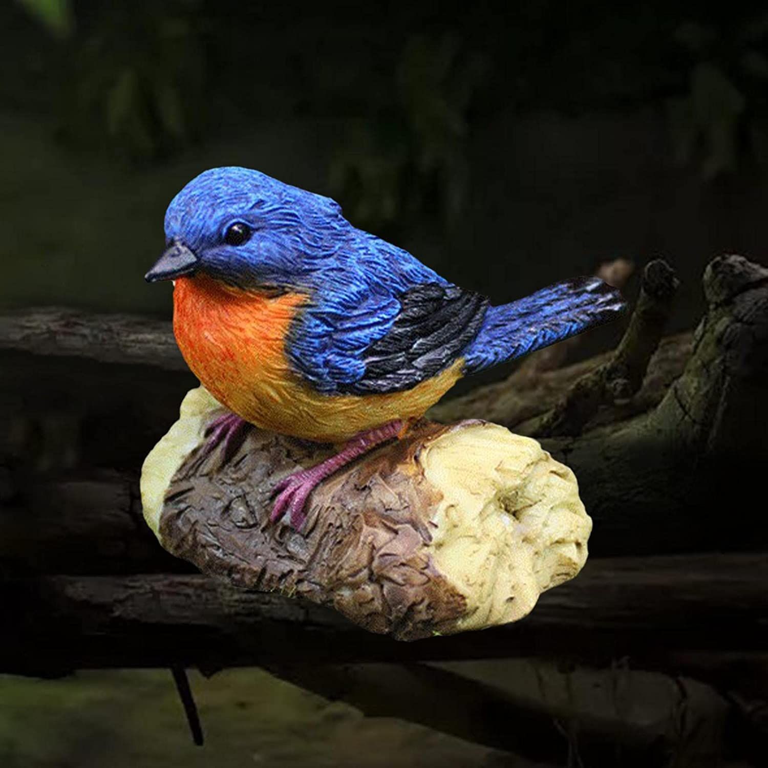Bird Statue Resin Bird Figurines Bird Ornament for Home Office Wedding Party Table Decoration - Blue — image 3