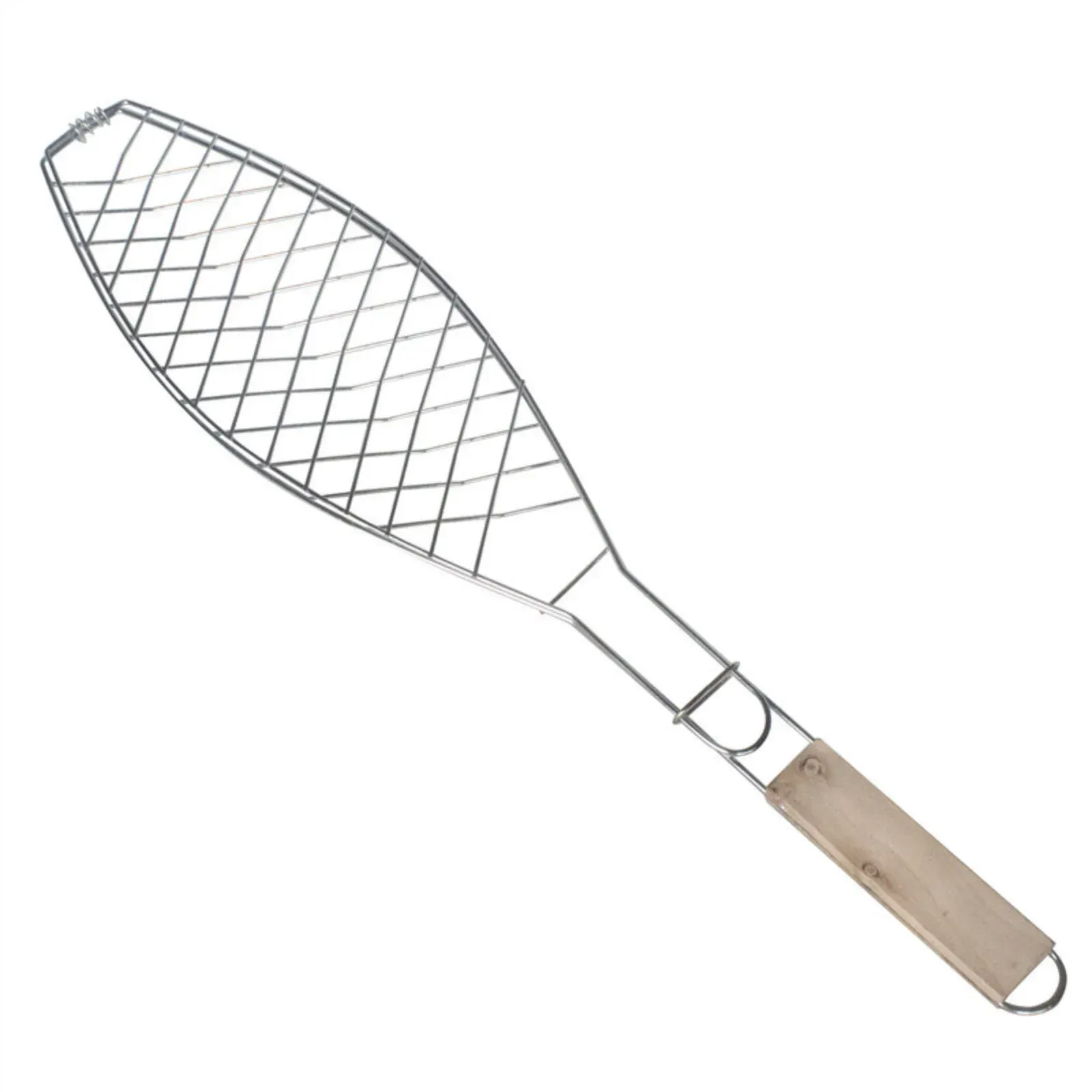 Stainless Steel Folding Fish Grill Basket With Wooden Handle, Non Stick BBQ Basket for Vegetables Fish Meat Steak Shrimp, 12.2 x 5.9 in โ image 5