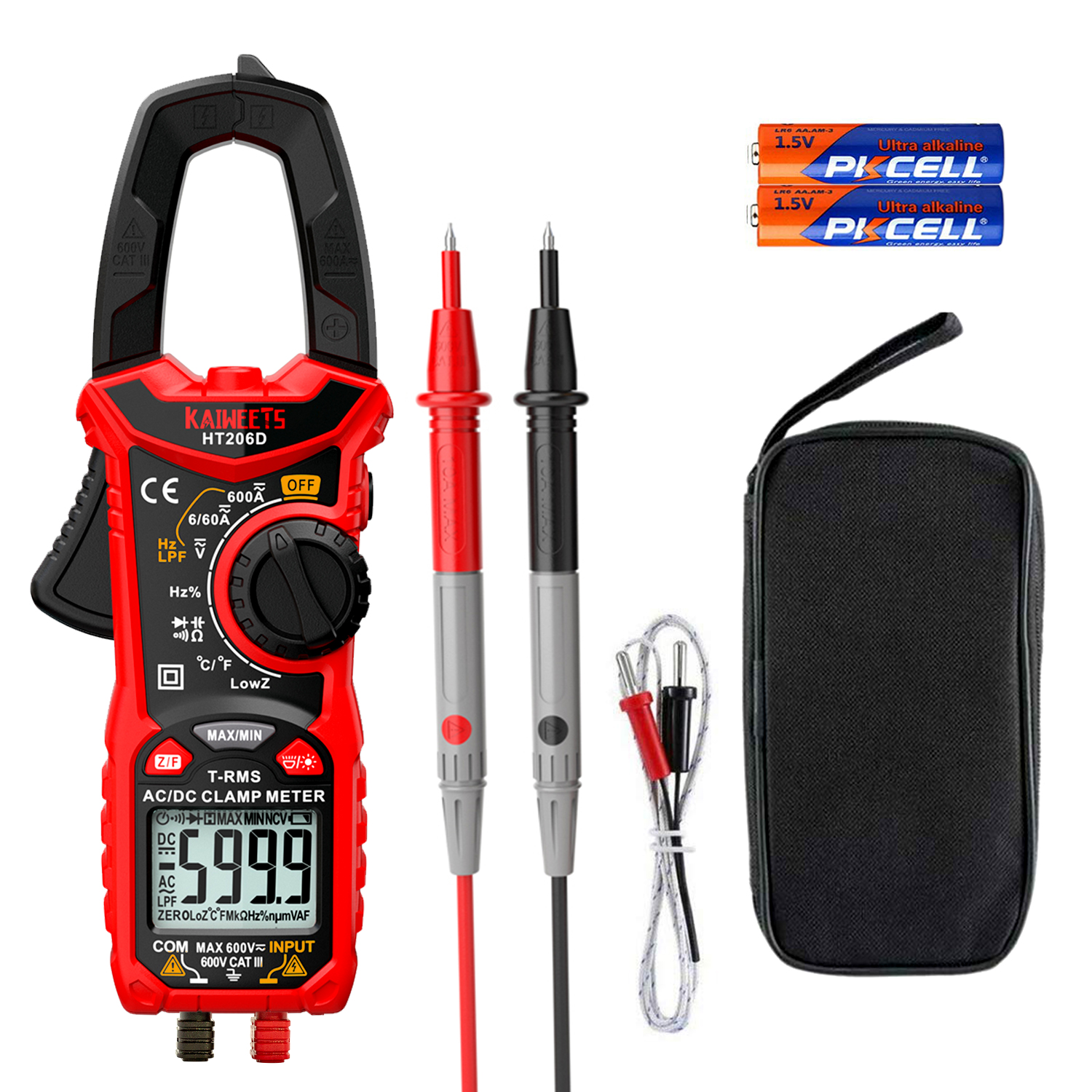 KAIWEETS HT206D Digital Clamp Meter T-RMS 6000 Counts, Multimeter Voltage Tester Auto-ranging, Measures Current Voltage Temperature Capacitance Resistance โ image 6