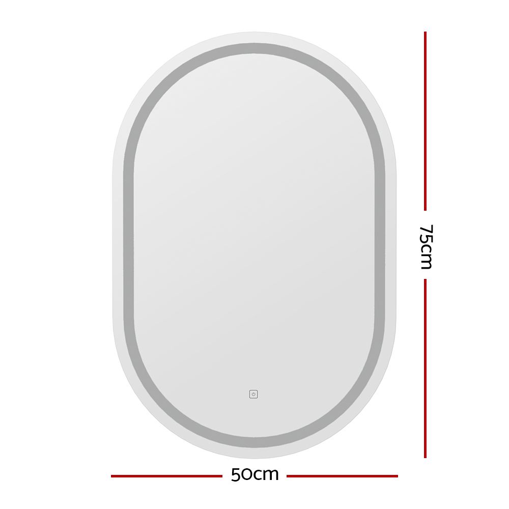 Embellir LED Wall Mirror With Light 50X75CM Bathroom Decor Oval Mirrors Vanity โ image 2