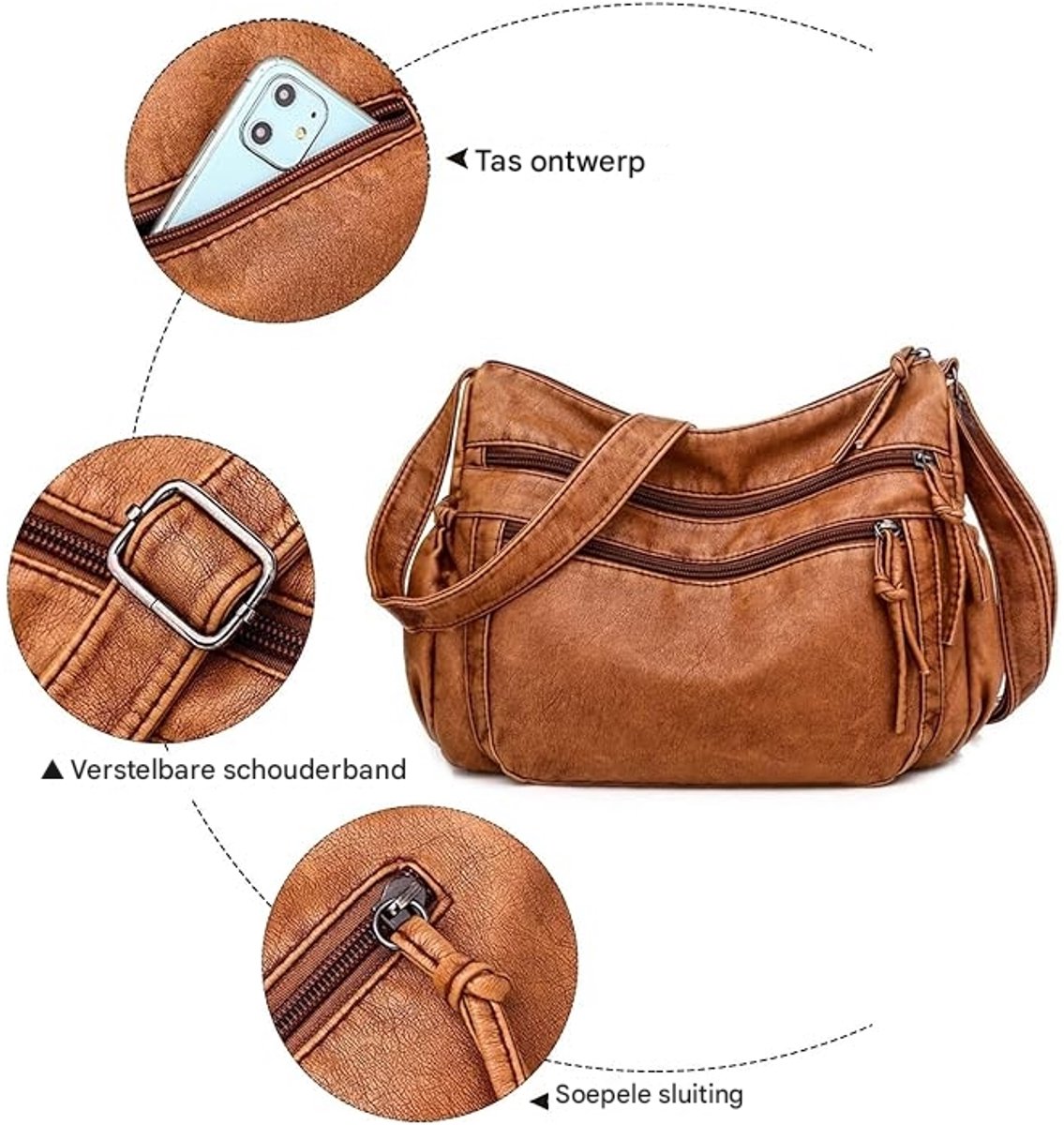 Handbags, small crossbody phone bag, mobile phone case, leather shoulder bag with wide strap — image 3