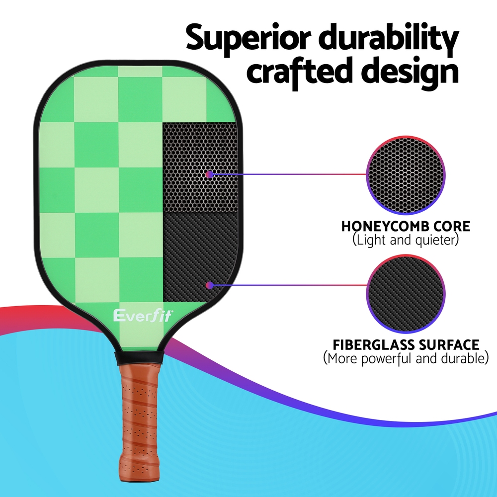 Everfit Pickleball Paddle Set Fiberglass with Balls Bag Tournament Kit 2PCS Pickle Balls Rackets โ image 5