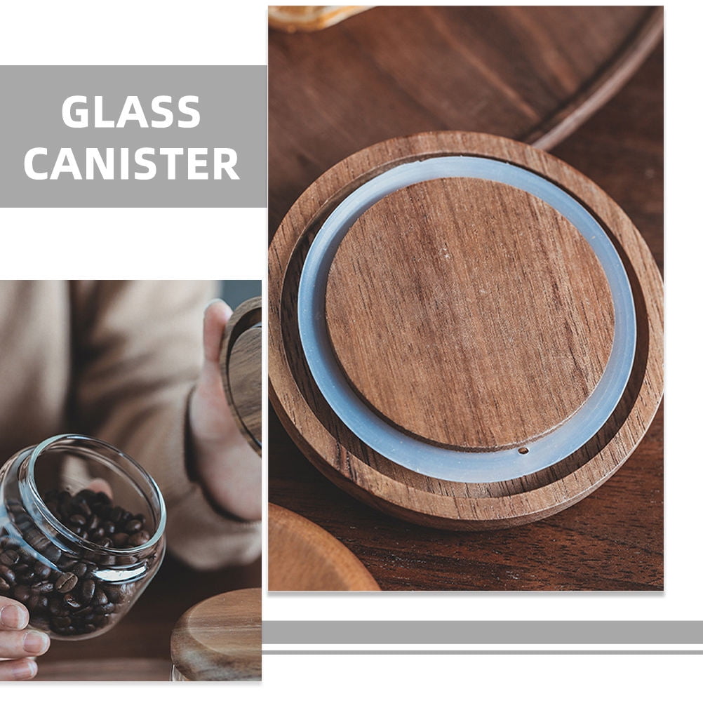 Small Glass Jar with Airtight Wooden Lid, Food Storage Canister for Cereal, Snacks, Coffee, Kitchen Organization β image 5