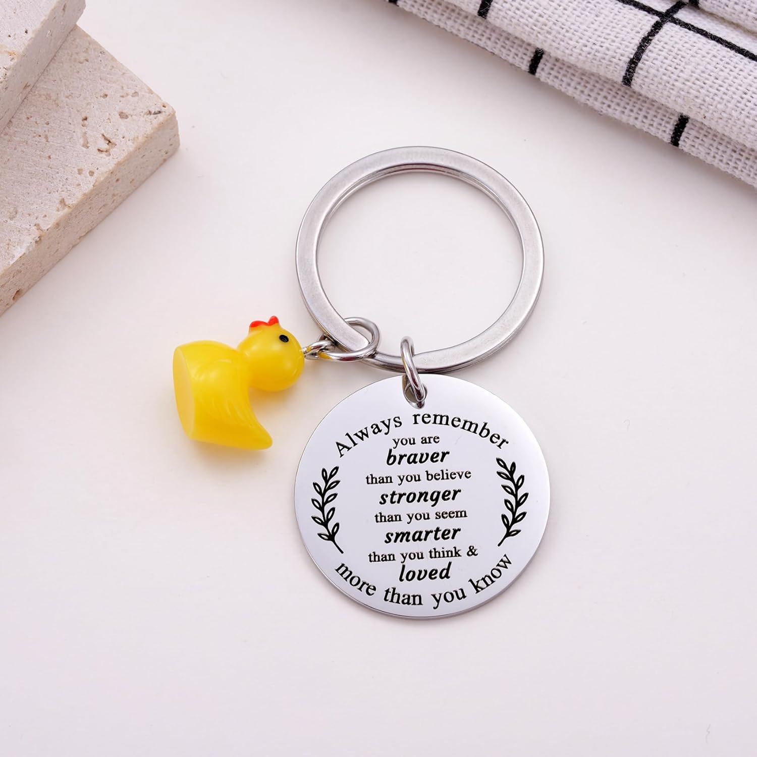 Inspirational Duck Keychain, Cute Lucky Duck Charm Keyring for Friends Teens, Positive Affirmation Duckling Gift — image 5