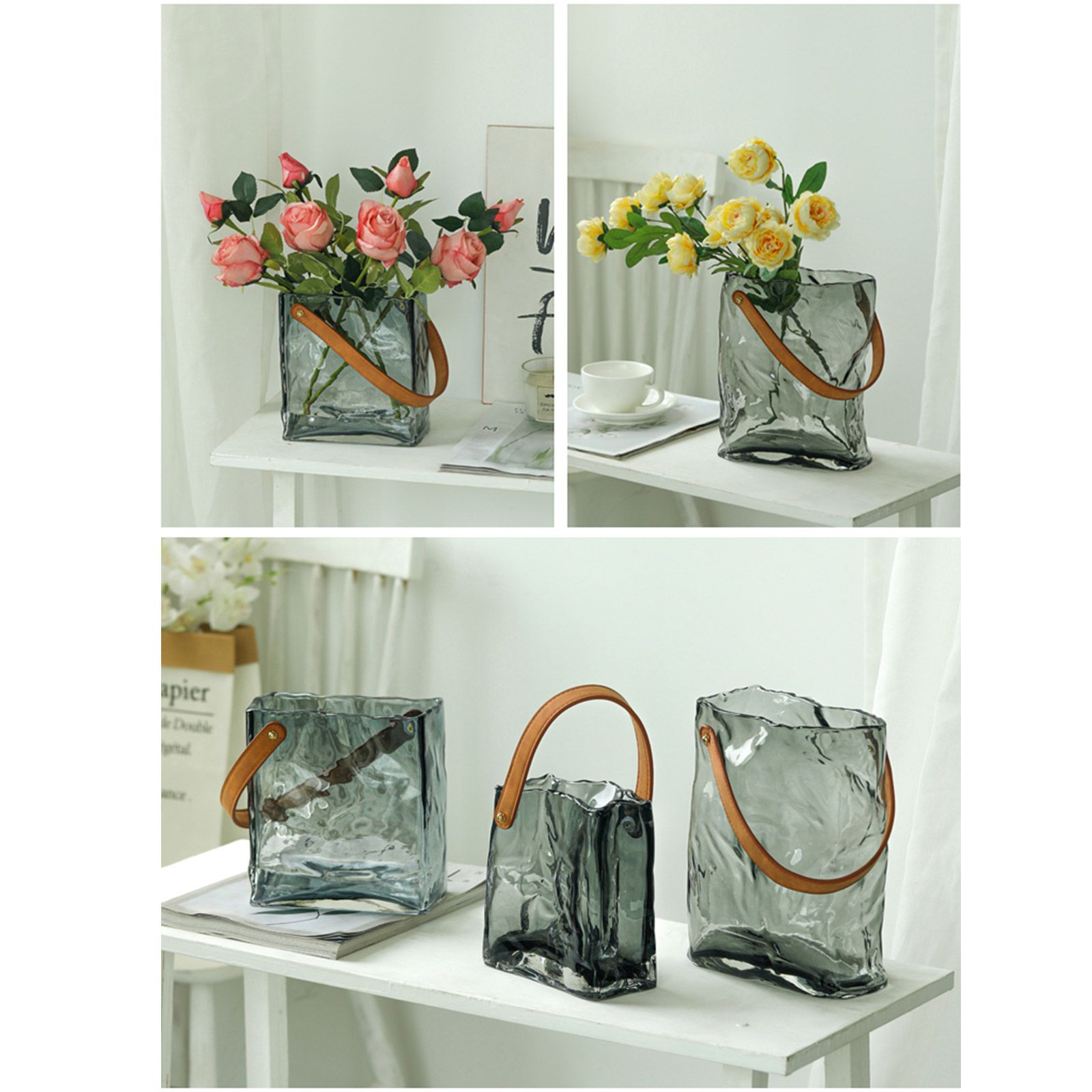 Handbag Vase Original Color Glass Vase Fish Tank Glass Vase Handmade Vase — image 4