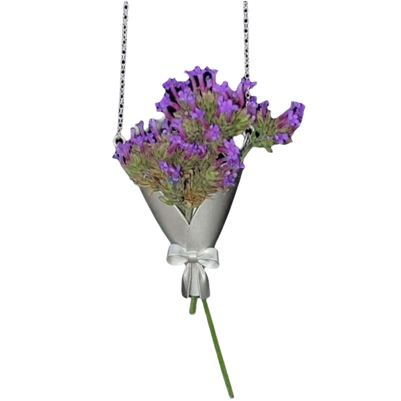 Handcrafted Elegant Bowknot Ikebana Necklace & Brooch Set - Elegant Minimalist Wearable Art, Creative Gift for Mother — image 2